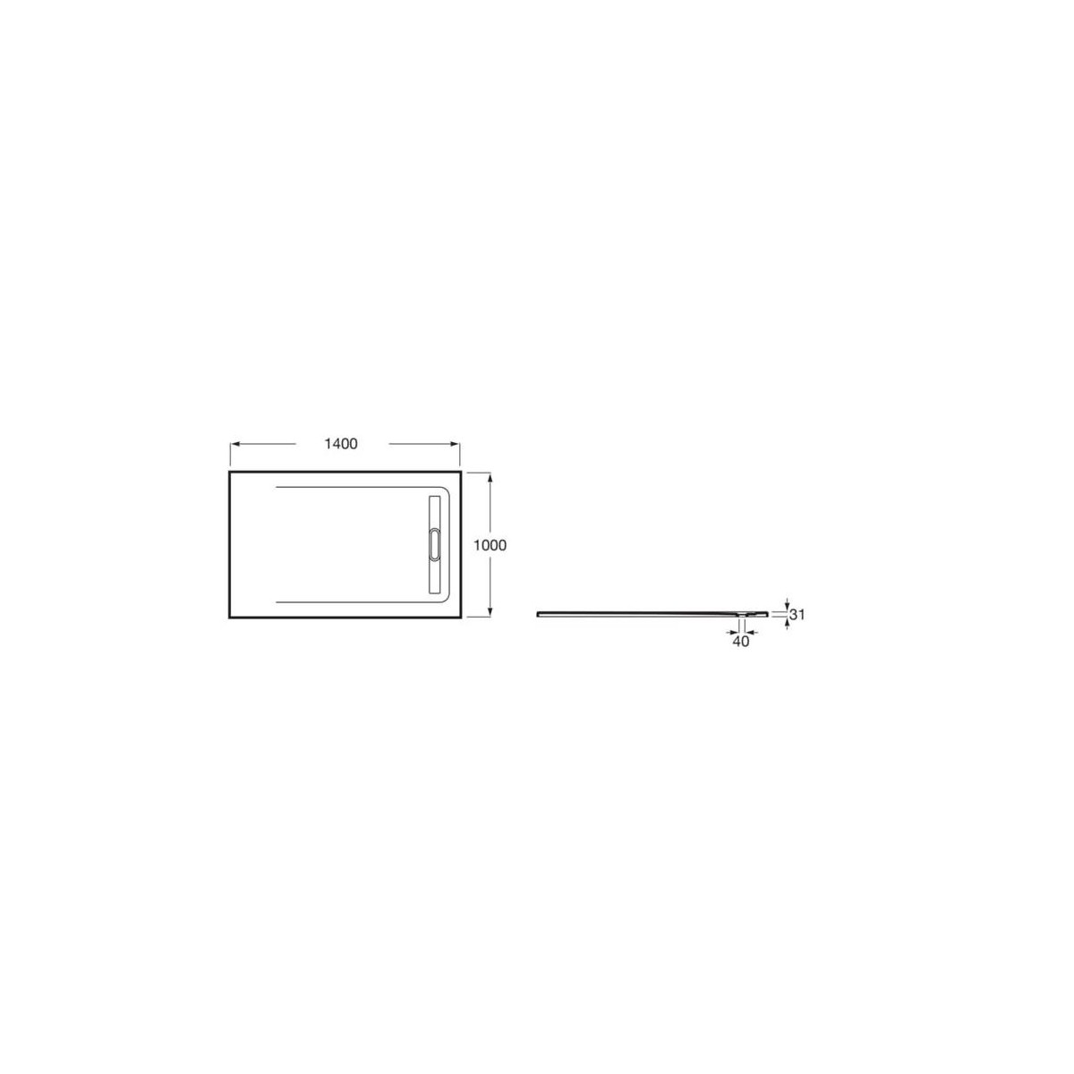 Receveur de douche 1400X1000 Blanc Aquos - ROCA AP6015783E801100 