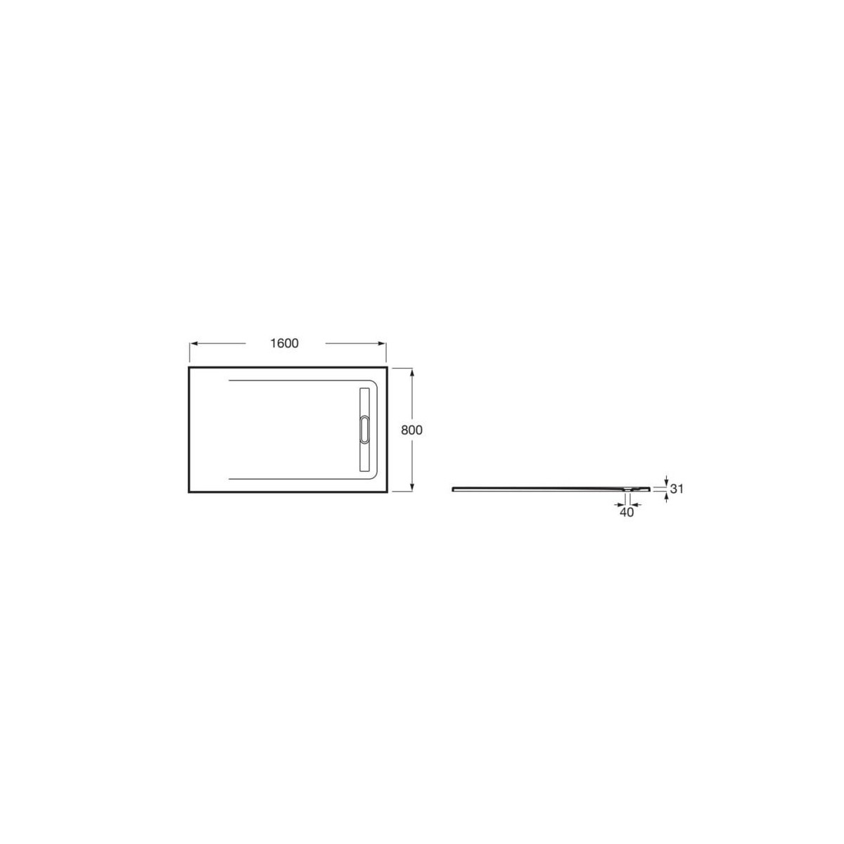 Aquos Receveur Stonex Avec Vidage 1600X800 Perle - ROCA AP60164032001630 