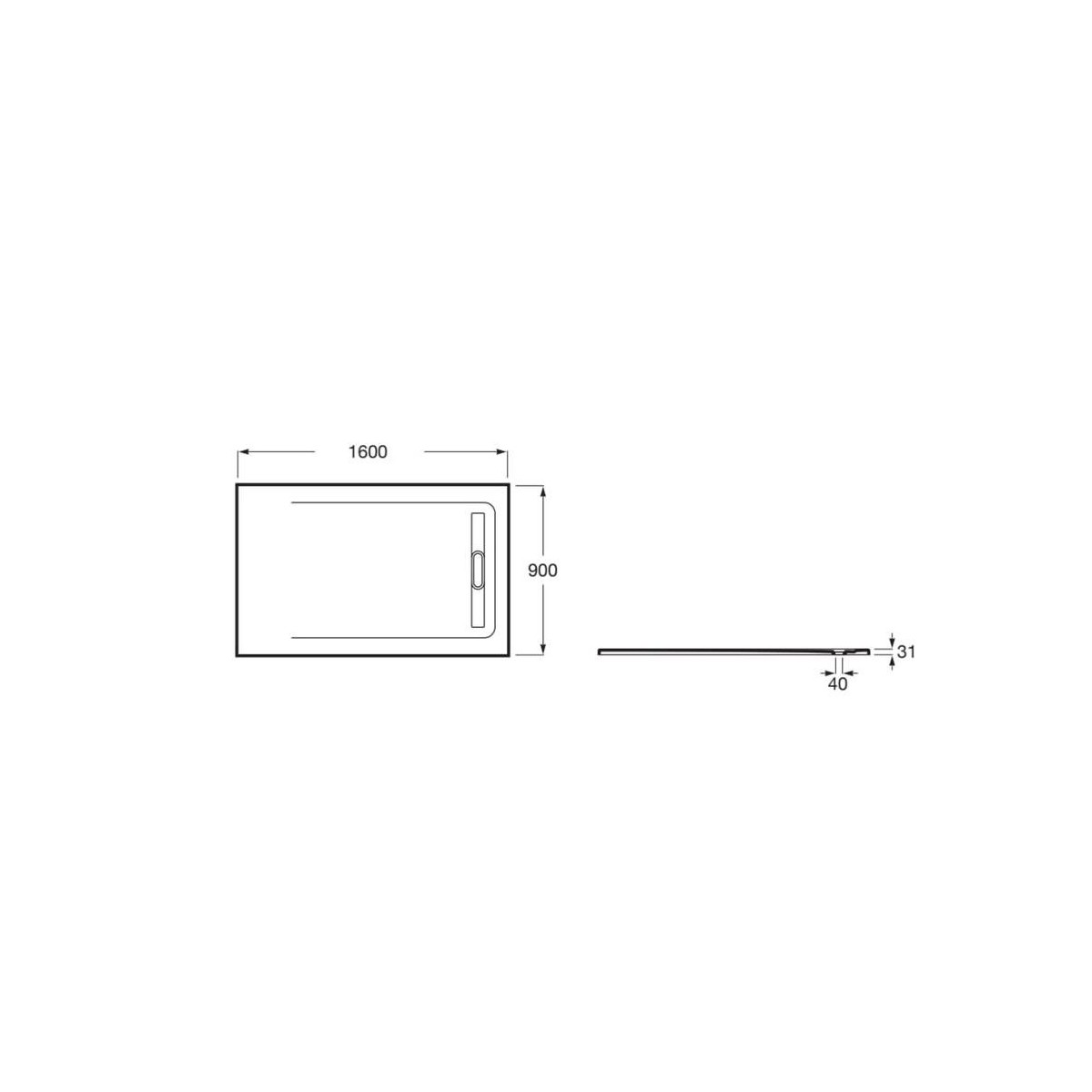 Receveur de douche 1600X900 Gris Ardoise Aquos - ROCA AP60164038401200 