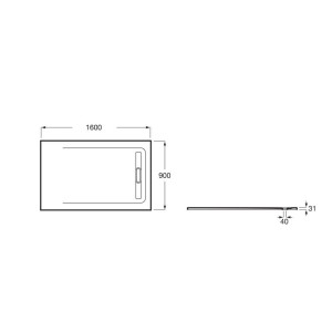 Receveur de douche 1600X900 Gris Ardoise Aquos - ROCA AP60164038401200 