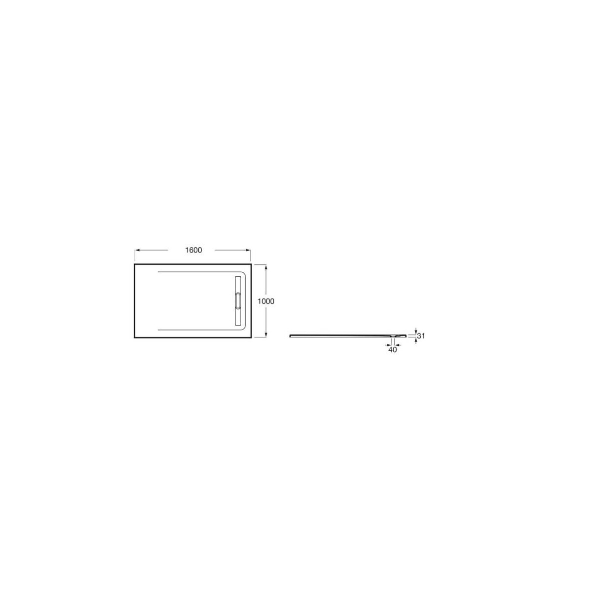 Receveur de douche 1600X1000 Blanc Aquos - ROCA AP6016403E801100 