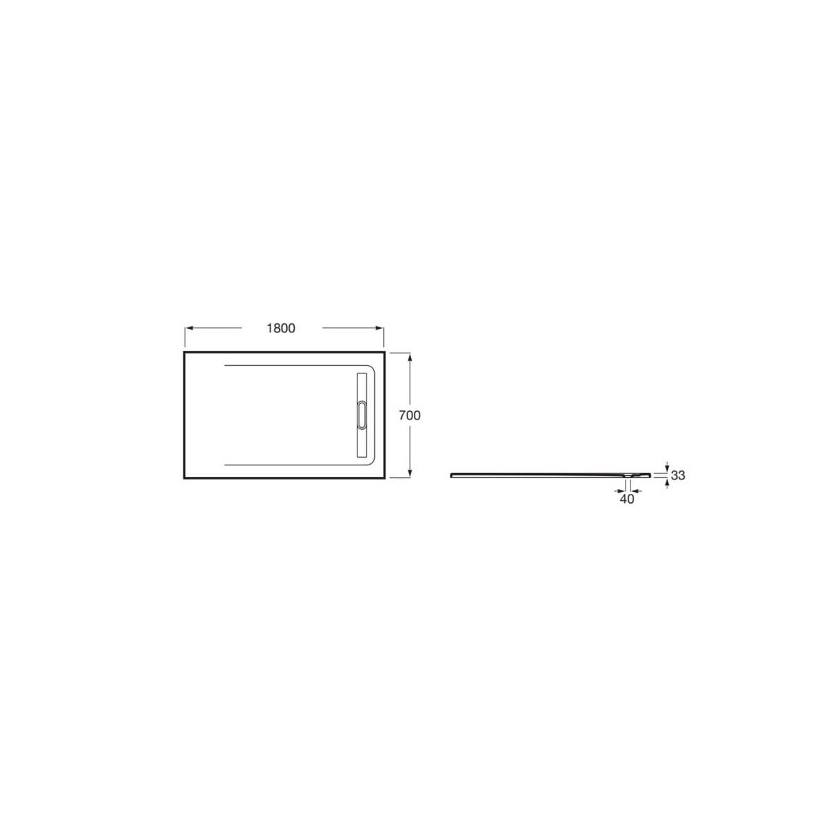 Aquos Receveur Stonex Avec Vidage 1800X700 Onyx - ROCA AP6017082BC01640 