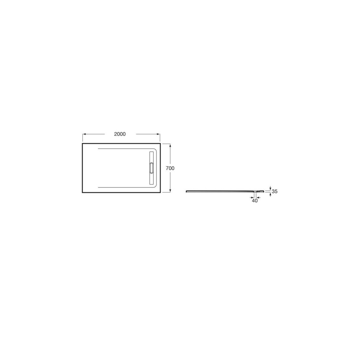 Receveur de douche 2000X700 Gris Ardoise Aquos - ROCA AP6017D02BC01200 