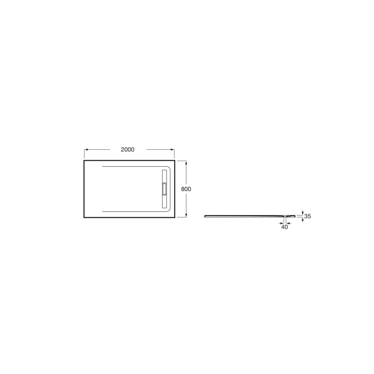 Receveur de douche 2000X800 Noir Aquos - ROCA AP6017D032001400 