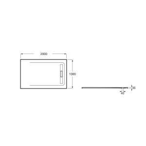 Receveur de douche 2000X1000 Gris Ardoise Aquos - ROCA AP6017D03E801200 