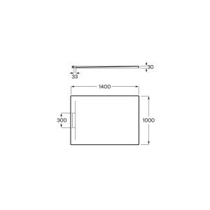 Pyros receveur en stonex avec vidage garde d'eau 30mm 1400x1000 gris ardoise - ROCA AP9015783E801200 