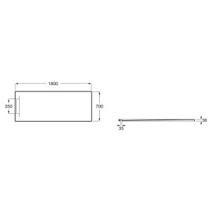 Pyros receveur en stonex avec vidage garde d'eau 30mm 1800x700 noir - ROCA AP9017082BC03400 