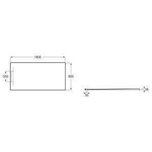 Pyros receveur en stonex avec vidage garde d'eau 30mm 1800x900 noir - ROCA AP90170838403400 