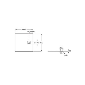 Terran-n receveur stonex 900x900 avec vidage garde d'eau 30mm café - ROCA APA0138438403660 