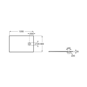 Terran-n receveur stonex 1200x800 avec vidage garde d'eau 30mm perle - ROCA APA014B032003630 