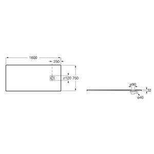 Terran-n receveur stonex 1600x750 avec vidage garde d'eau 30mm café - ROCA APA016402EE03660 