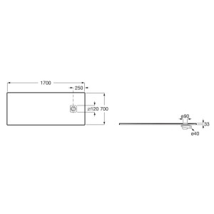 Terran-n receveur stonex 1700x700 avec vidage garde d'eau 30mm perle - ROCA APA016A42BC03630 
