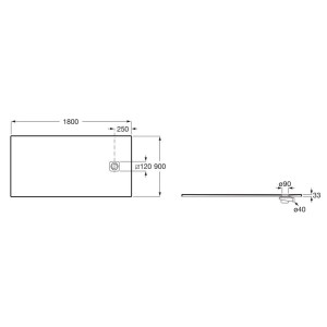 Terran-n receveur stonex 1800x900 avec vidage garde d'eau 30mm perle - ROCA APA0170838403630 