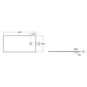 Terran-n receveur stonex 2000x1000 avec vidage garde d'eau 30mm noir - ROCA APA017D03E803400 