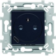 Prise de courant affleurante essensya 2P+T avec USB-C Anthracite - HAGER WE114A 