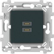 Chargeur essensya double USB C+C 20W anthracite - HAGER WE116A 