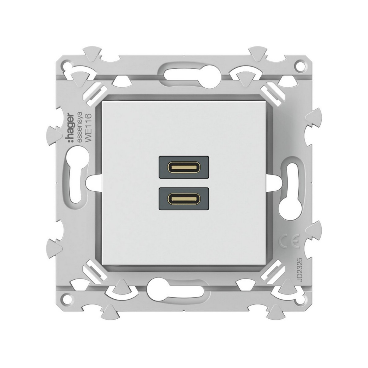 Chargeur essensya double USB C+C 20W pure - HAGER WE116 