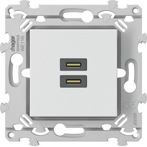 Chargeur essensya double USB C+C 20W pure - HAGER WE116 