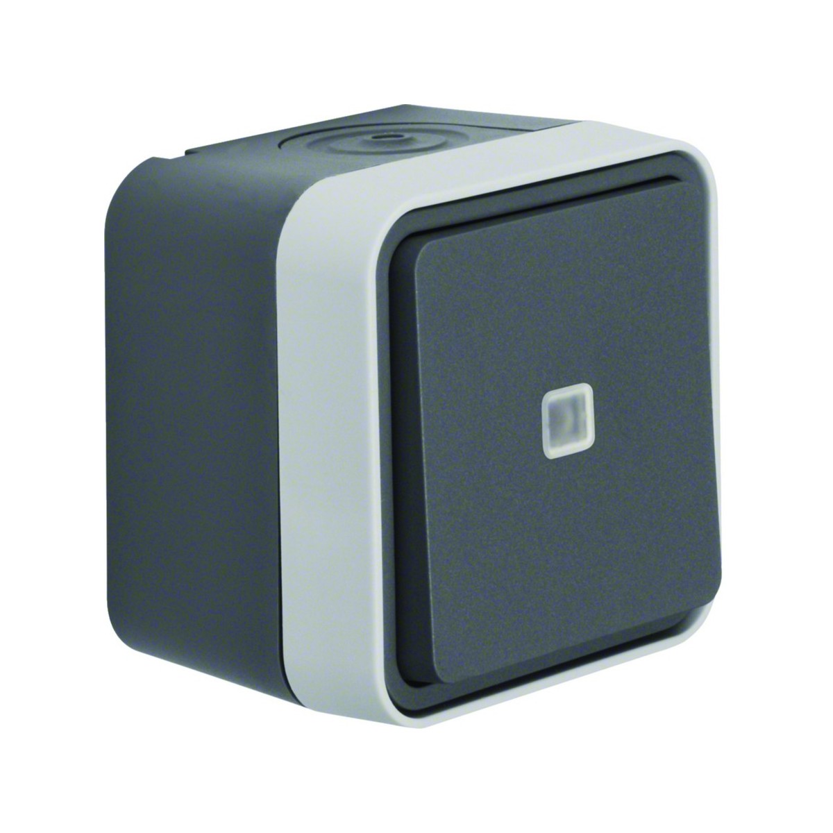 Bouton poussoir 1O/1F lumineux cubyko étanche IP55 gris pose en saillie - HAGER WNC021 