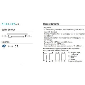 Sèche-serviette ACOVA - ATOLL Spa eau chaude 839W SL-150-060