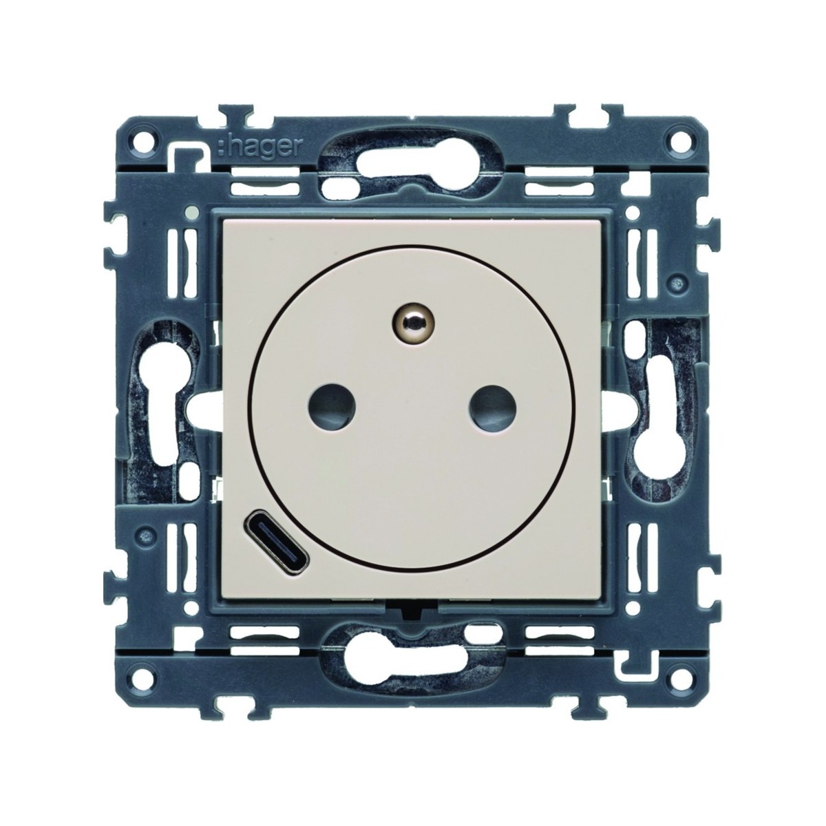 Prise de courant affleurante gallery 2P+T avec USB-C Dune - HAGER WXF114D 