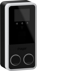 witty park2 Borne mural IP55 IK10 2x22kW T2+TE+OCPP+MID+ECRAN+RFID+Protections - HAGER XVP222SQF 