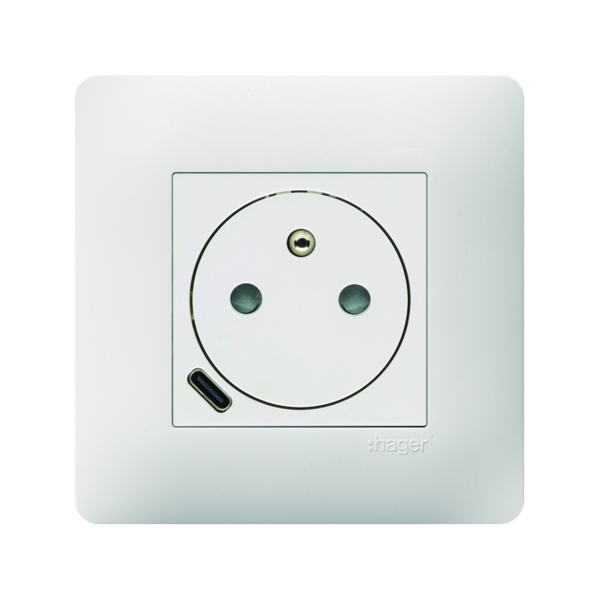 Prise de courant affleurante essensya 2P+T avec USB-C Pure - HAGER WE114 