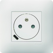 Prise de courant affleurante essensya 2P+T avec USB-C Pure - HAGER WE114 