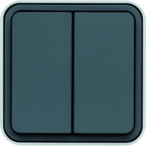 cubyko Double poussoir 1O/1F saillie gris IP55 - HAGER WNC044 