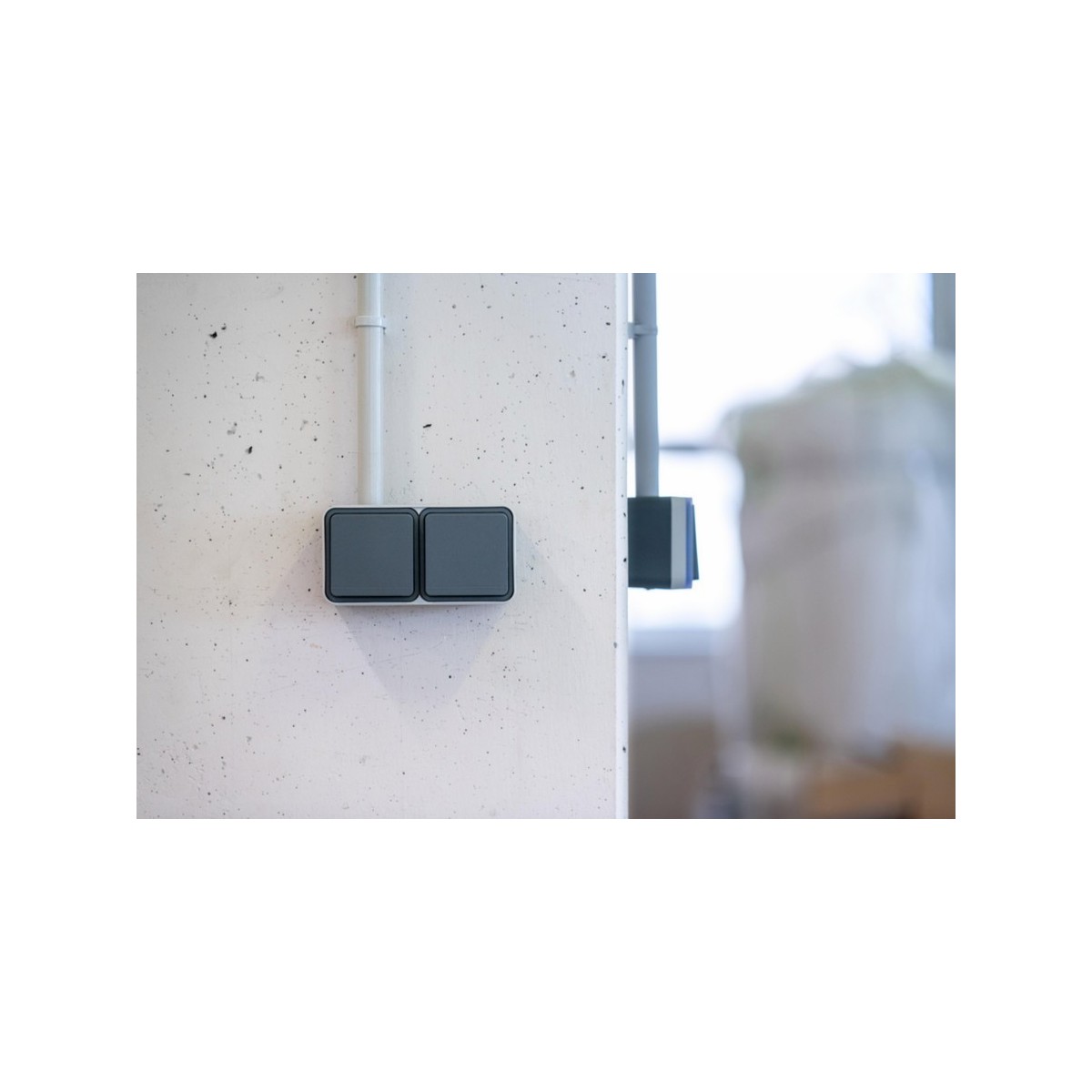 cubyko Double poussoir 1O/1F saillie gris IP55 - HAGER WNC044 