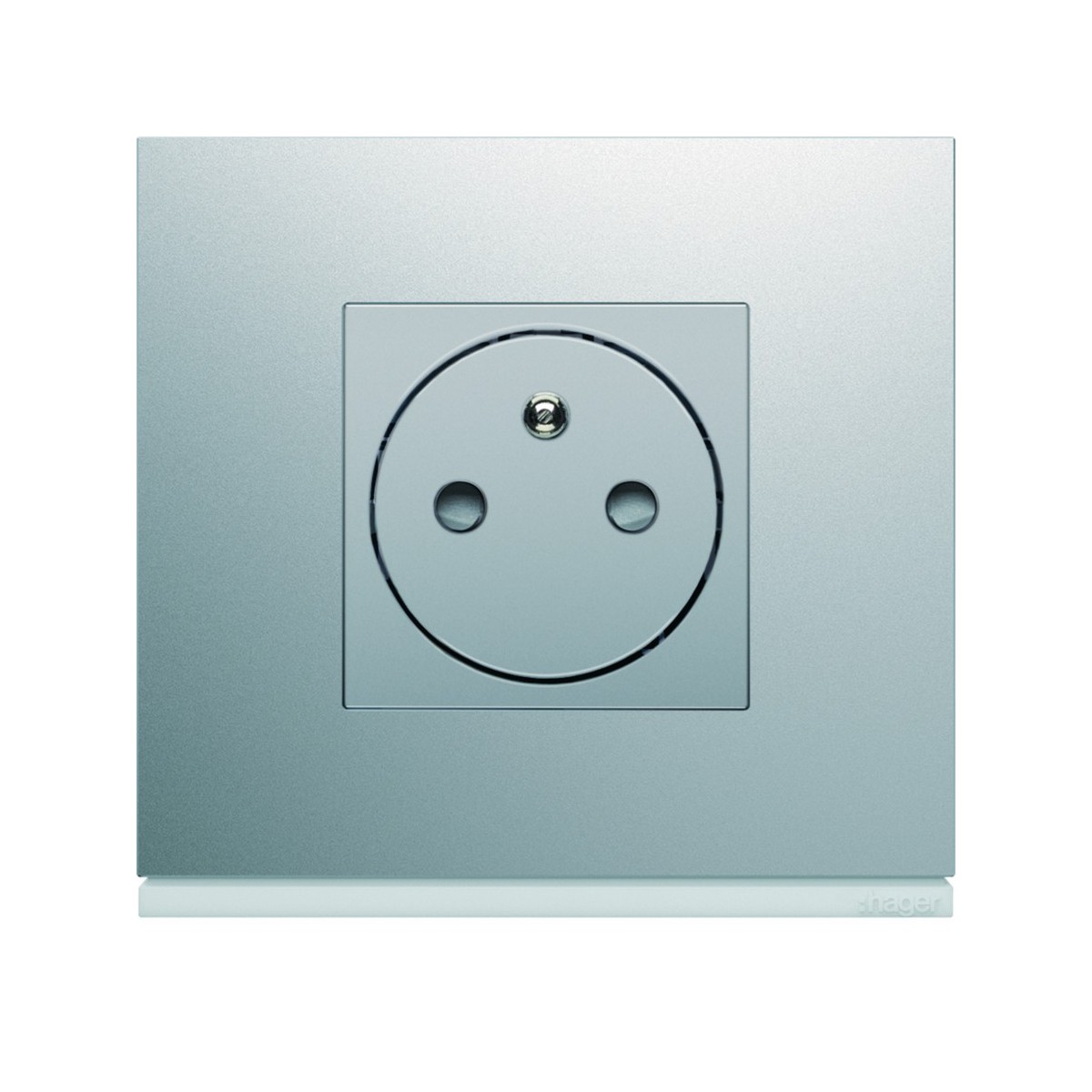 Enjoliveur gallery prise de courant affleurante 2P+T, finition Titane - HAGER WXD106T 