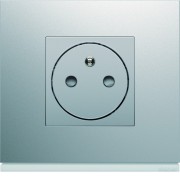 Enjoliveur gallery prise de courant affleurante 2P+T, finition Titane - HAGER WXD106T 