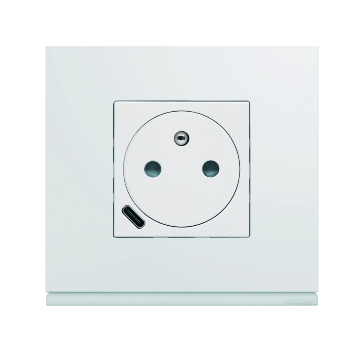 Prise de courant affleurante gallery 2P+T avec USB-C Pure - HAGER WXF114B 