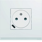Prise de courant affleurante gallery 2P+T avec USB-C Pure - HAGER WXF114B 