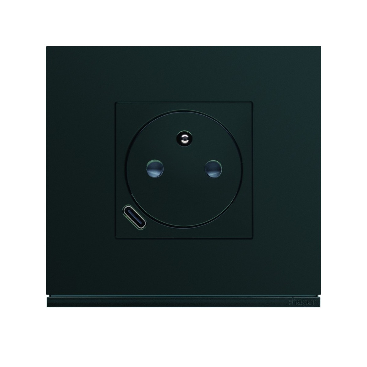 Prise de courant affleurante 2P+T avec USB-C Night - HAGER WXF114N 