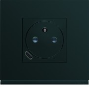 Prise de courant affleurante 2P+T avec USB-C Night - HAGER WXF114N 