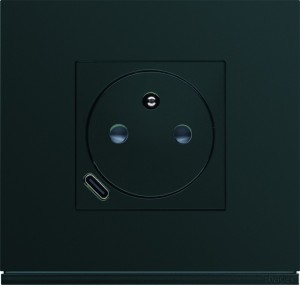 Prise de courant affleurante 2P+T avec USB-C Night - HAGER WXF114N 