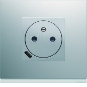 Prise de courant affleurante 2P+T avec USB-C Titane - HAGER WXF114T 