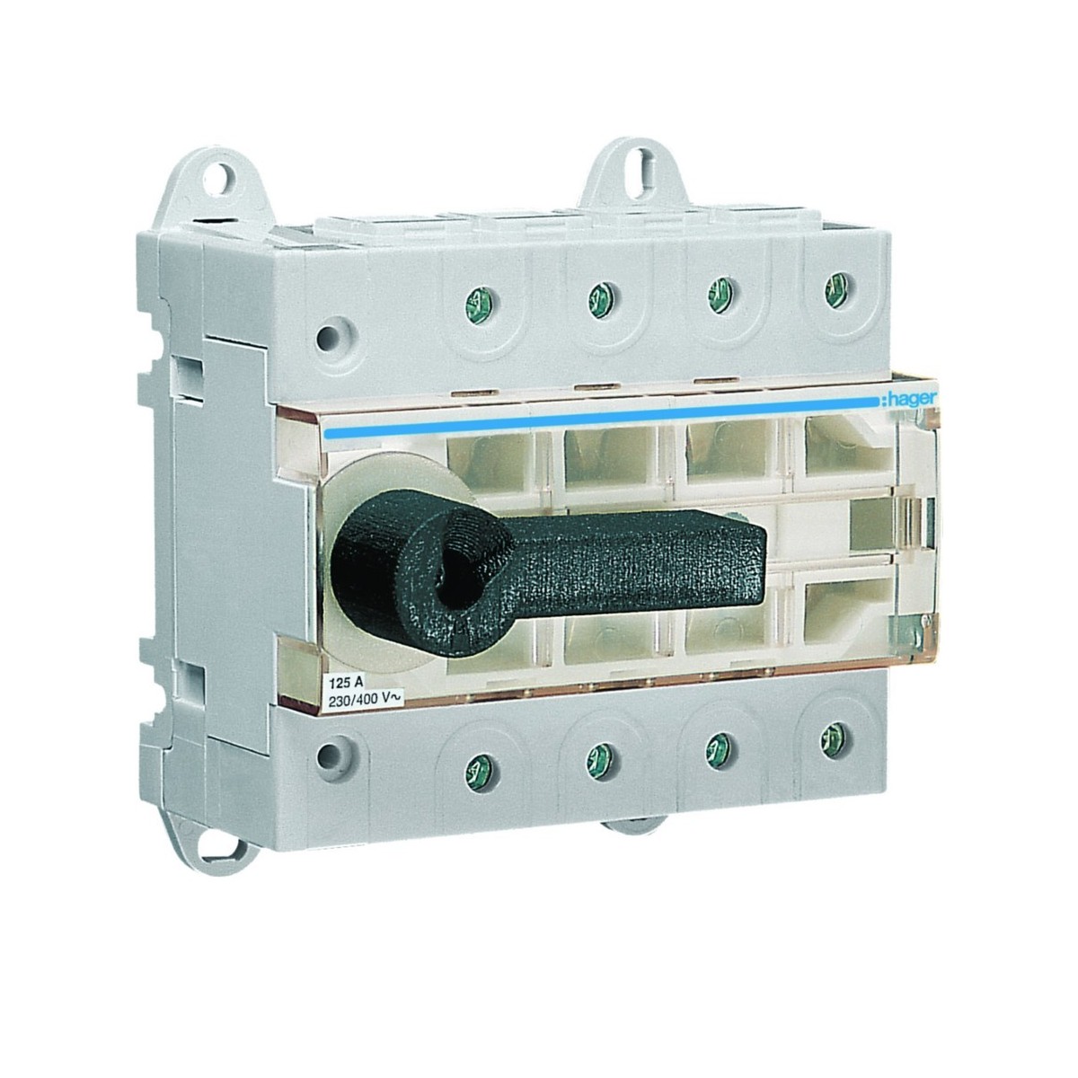 Interrupteur à coupure visible 4P In125A Ue380 - 415Vac Poignée rotative courte - HAGER HA406 