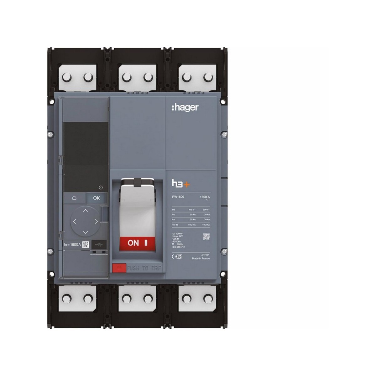 Disjoncteur boitier moulé h3+ PW1600 Energy 3 Poles 1600A 50kA - HAGER HMQ990NR 
