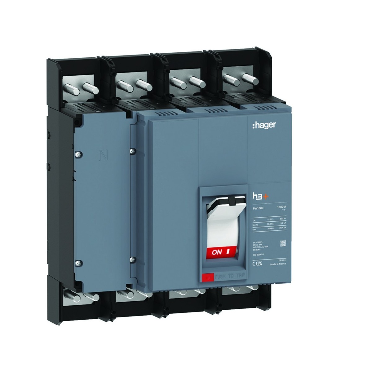 Interrupteur boitier moulé h3+ PW1600  4 Poles 1600A - HAGER HMQ991AR 