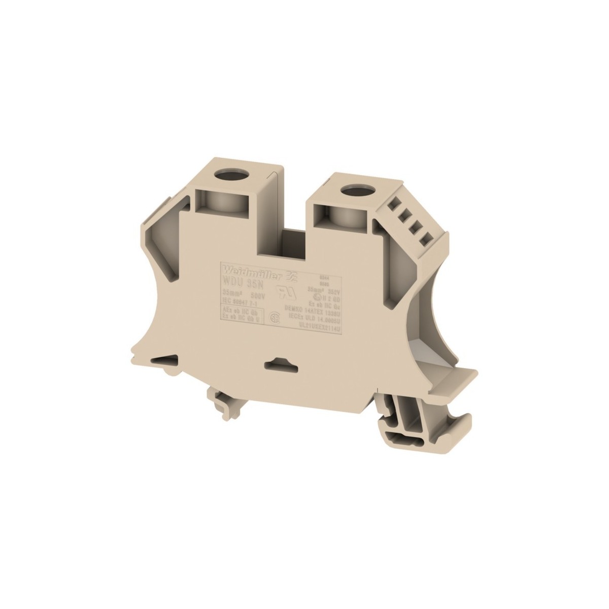 Borne de phase, 35mm², 500V/125A, connection à vis - HAGER KR350L 