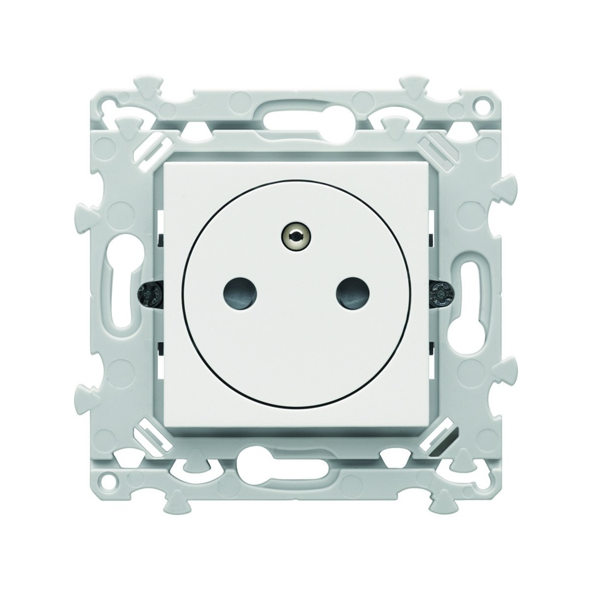 Prise de courant affleurante essensya 2P+T Pure. Version avec griffes - HAGER WE106G 