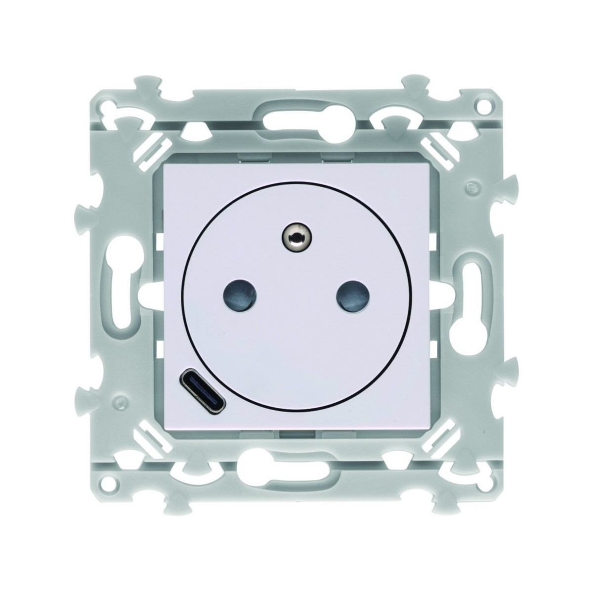 Prise de courant affleurante essensya 2P+T avec USB-C Pure - HAGER WE114 