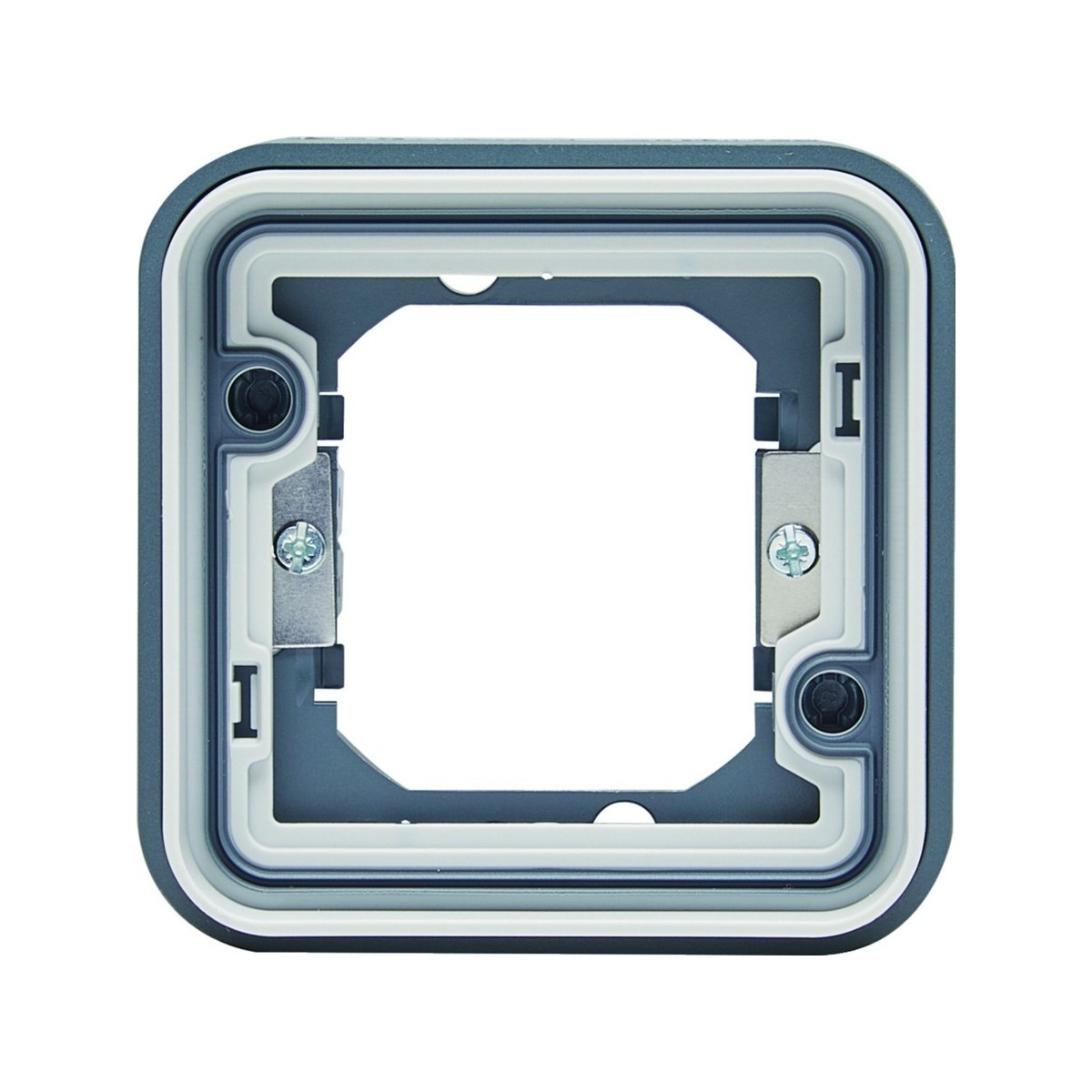 cubyko Support d'encastrement simple associable à griffes gris IP55 - HAGER WNA401G 
