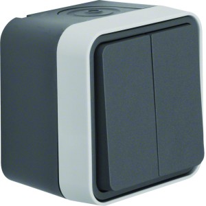 cubyko Double poussoir 1O/1F saillie gris IP55 - HAGER WNC044 