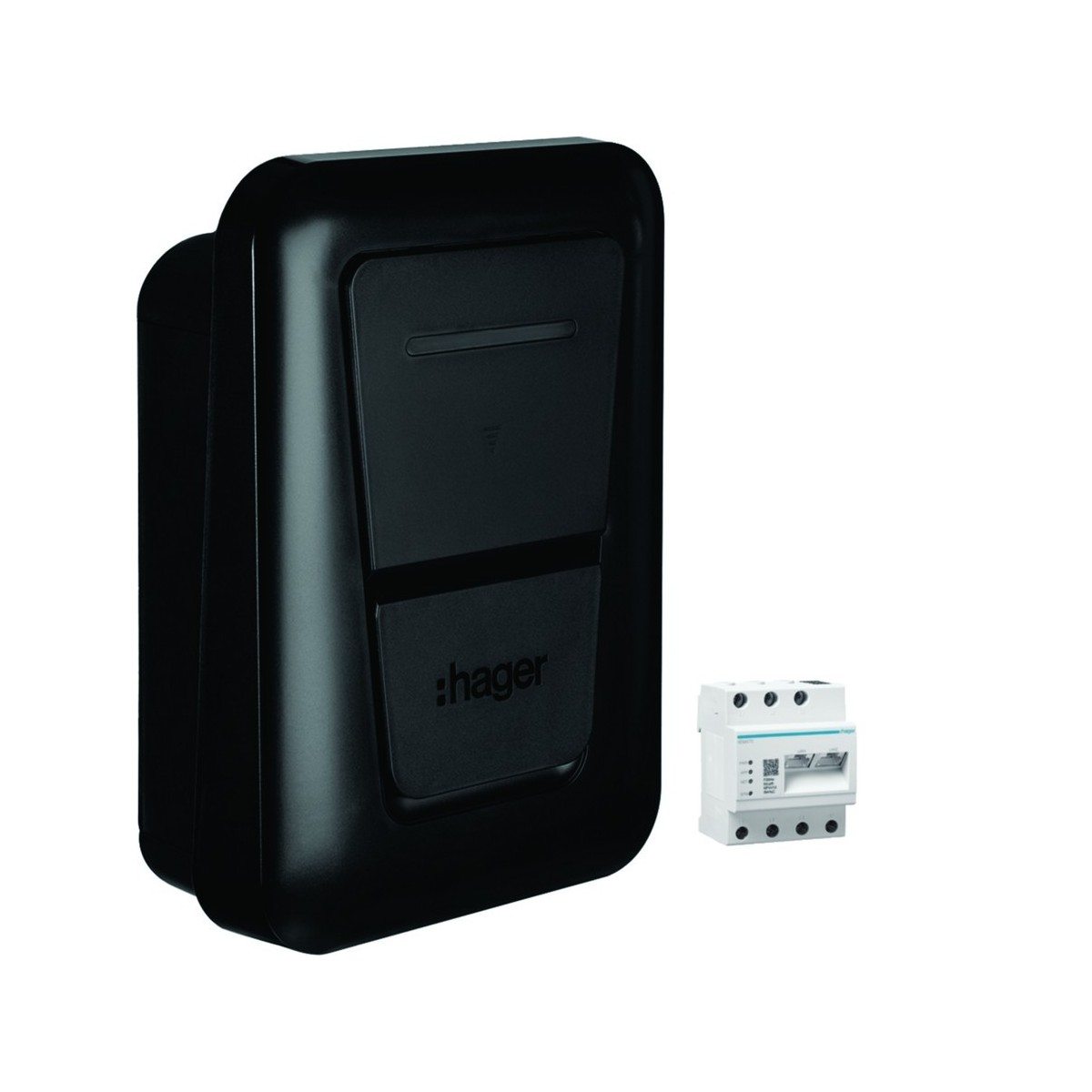 witty plus borne de recharge IP55 1x 7,4/22kW T2+RFID+APP BLE+OCPP+MID+XEM470 - HAGER XVL122SFL 