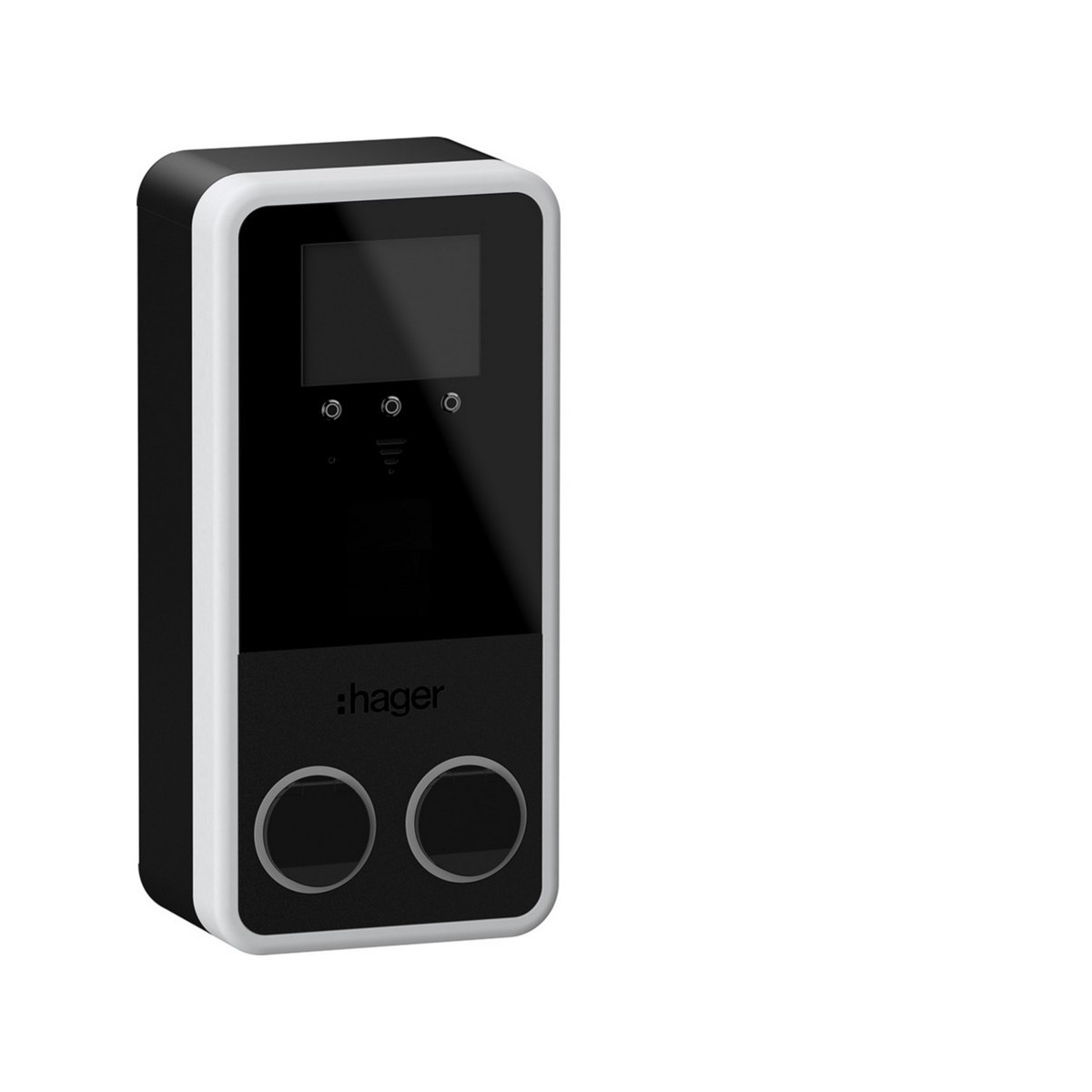 witty park2 Borne mural IP55 IK10 2x22kW T2+TE+OCPP+MID+ECRAN+RFID+Protections - HAGER XVP222SQF 