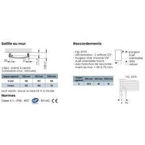 Sèche-serviette ACOVA KEVA Spa Mixte Horizontal 778W/600W IHD ASKSS080090MDAF