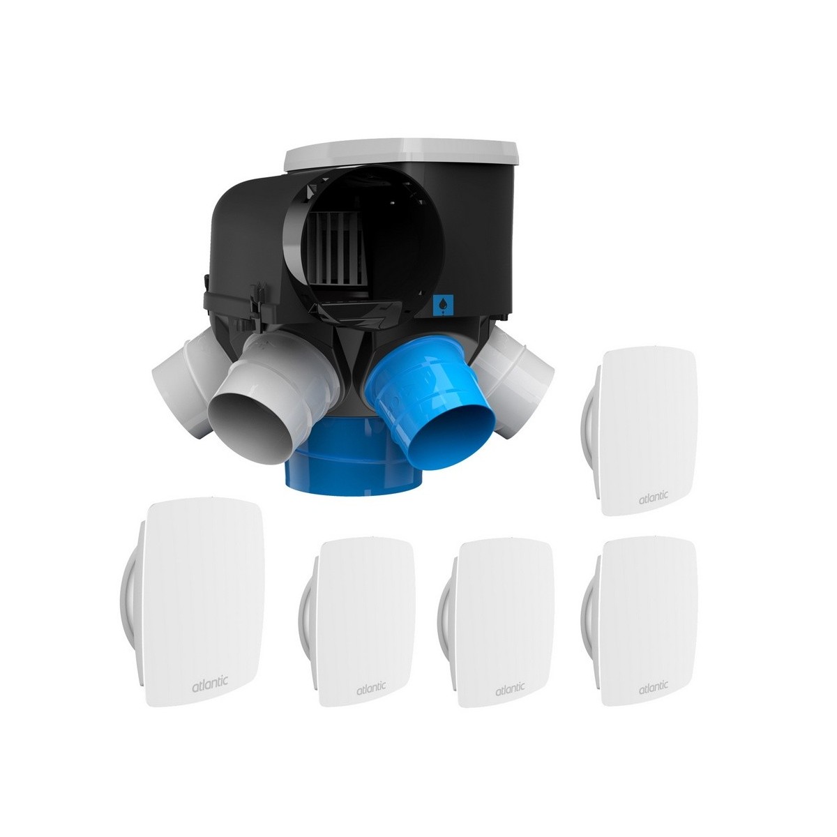 Kit Autocosy iH VMC auto intelligente 6 sanitaires (5 bouches line) - ATLANTIC 412289 